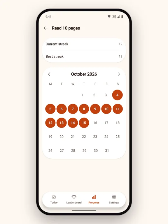 The calendar with every completed day marked