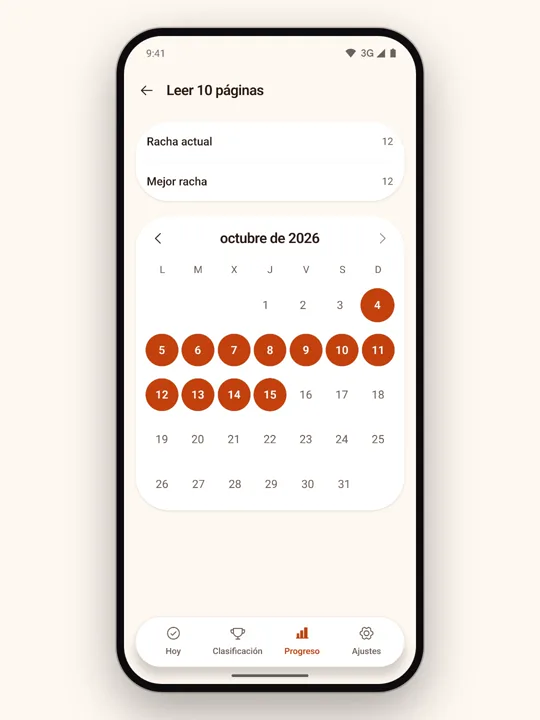 El calendario con cada día completado marcado
